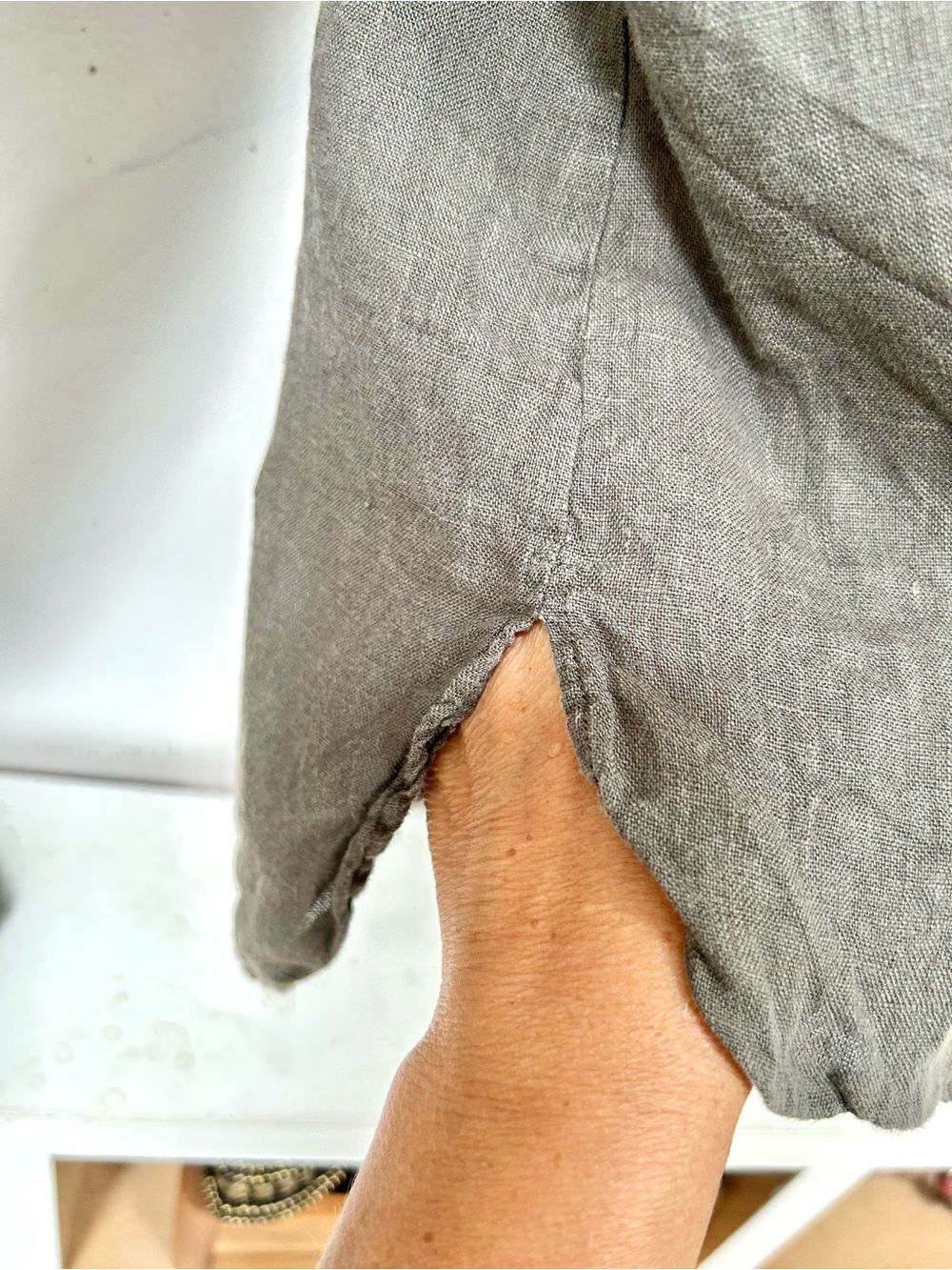 Zara Linen Olive Green Lightweight boho shirt w resort vacay beach country vibe - Picture 7 of 15